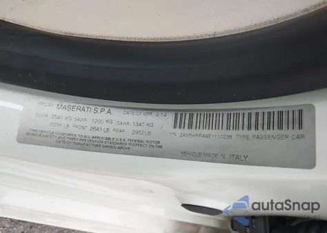 2014 Maserati Quattroporte S Q4 z USA, uszkodzony, nr VIN ZAM56RRA9E1110238